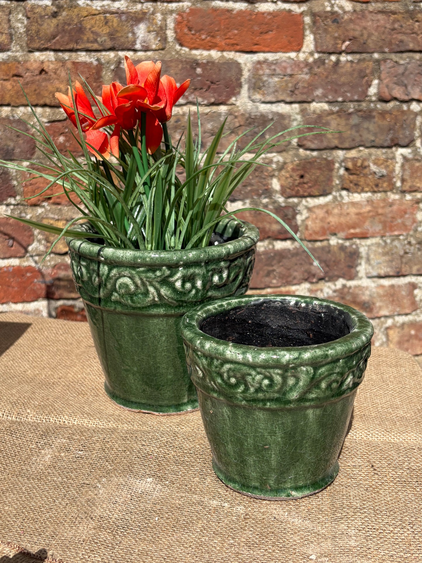 Floral: Artificial Tulip in black pot