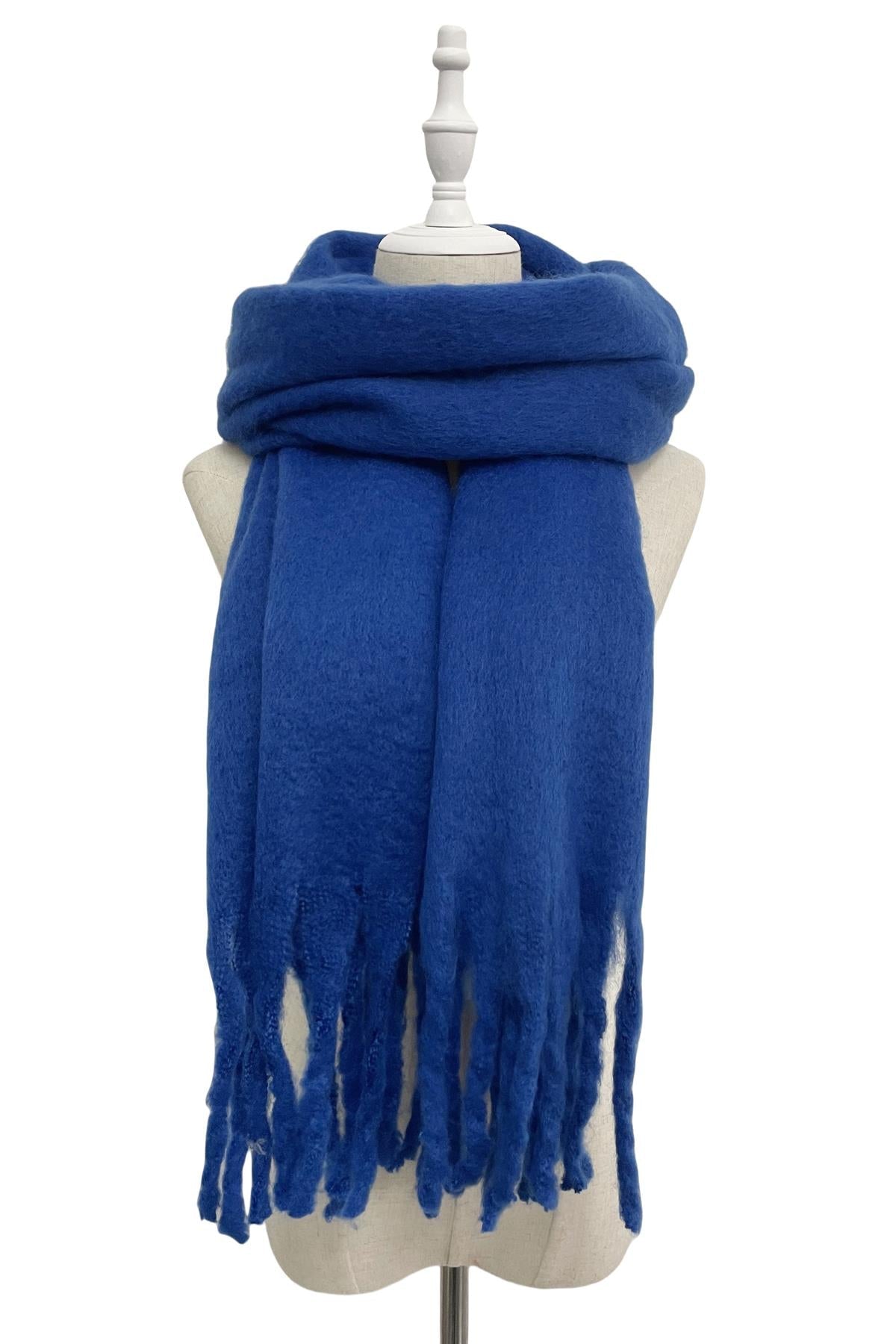 Royal Blue Chunky Tassel Scarf
