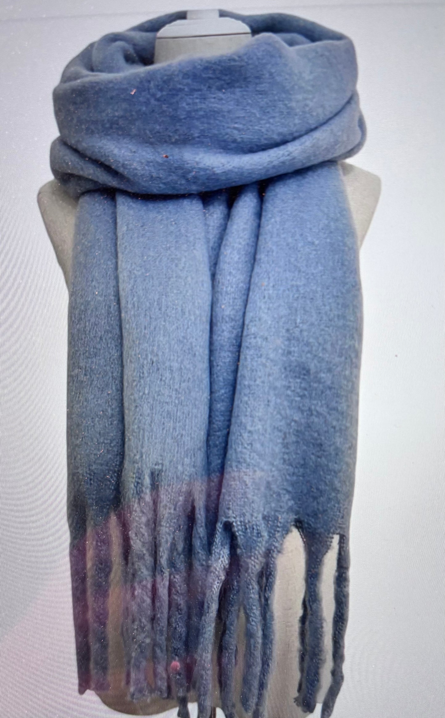 Cosy Plain Blanket Tassel Scarf - Powder Blue
