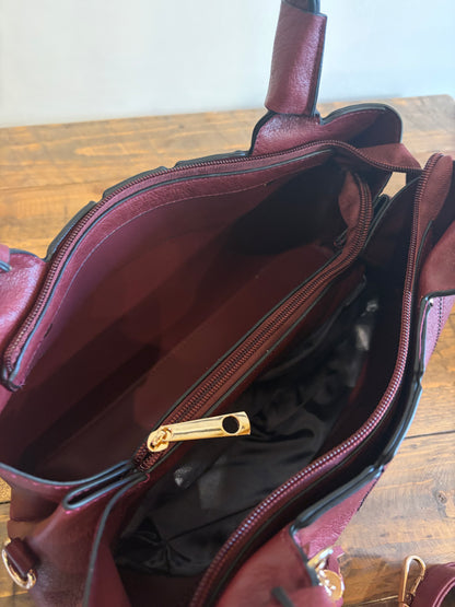 Stitched Tassel Charm Handbag