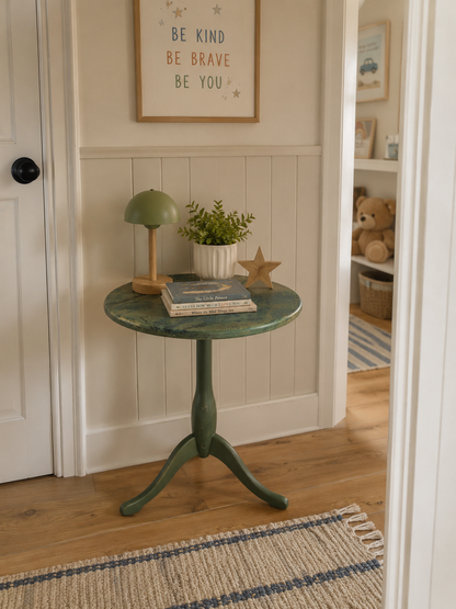 Green marble effect table