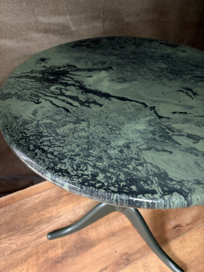 Green marble effect table