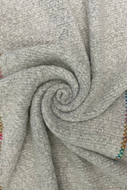Grey Contrast Stitch Scarf