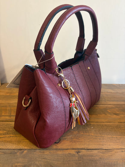 Stitched Tassel Charm Handbag