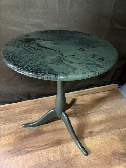 Green marble effect table