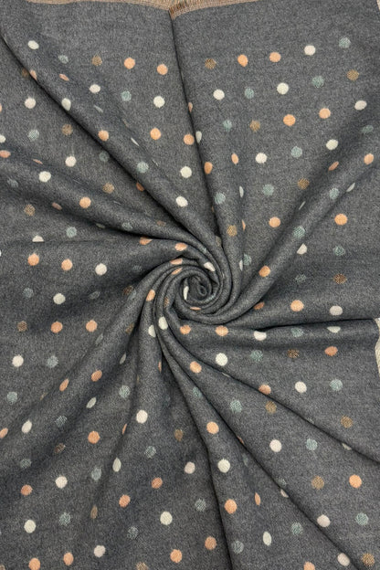 Mini Polka Dot Reversible Wool Frayed Scarf