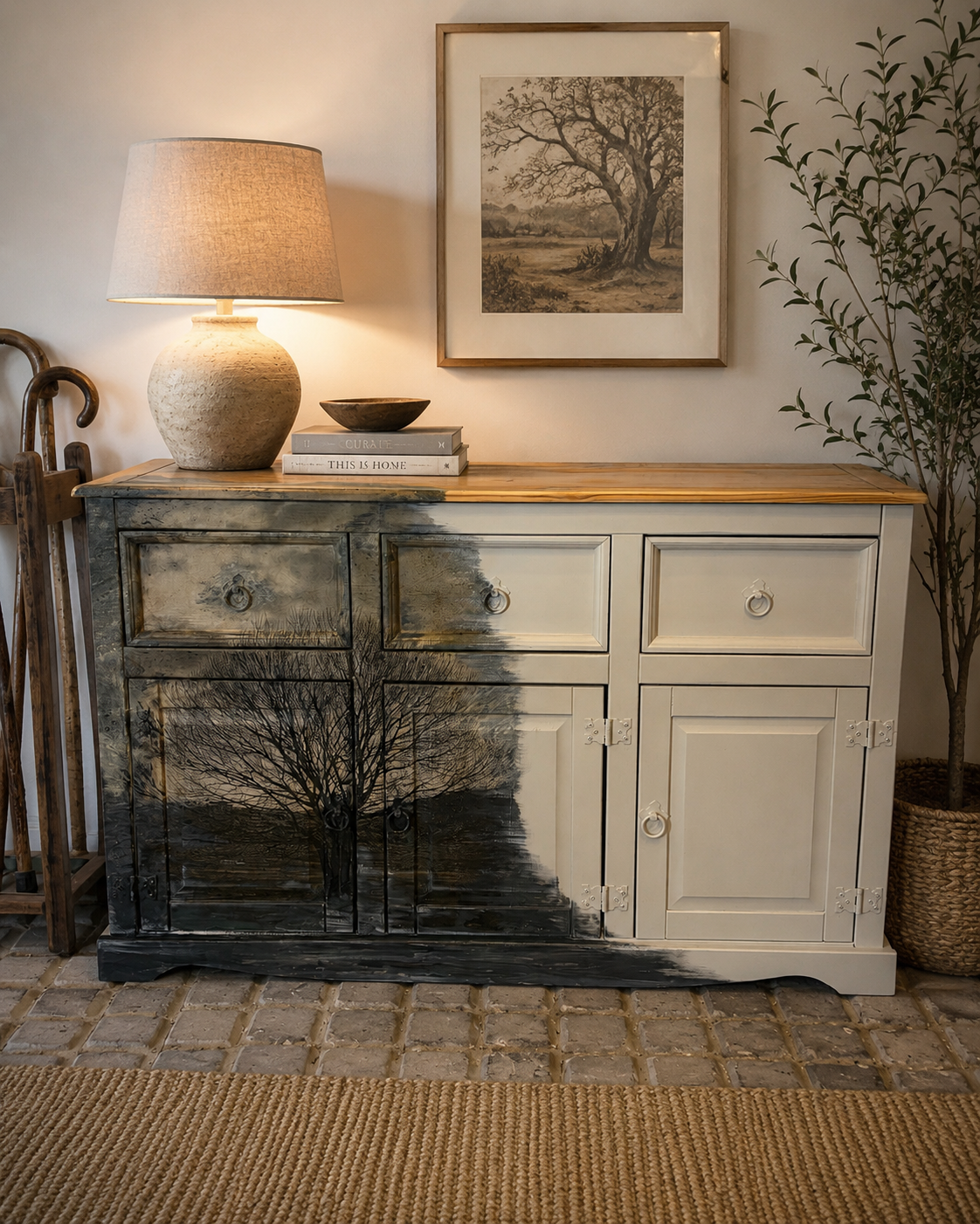 Cupboard - with decoupage tree design