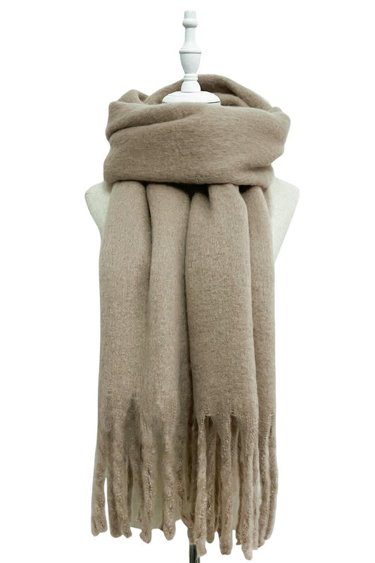 Beige Chunky Tassel Scarf