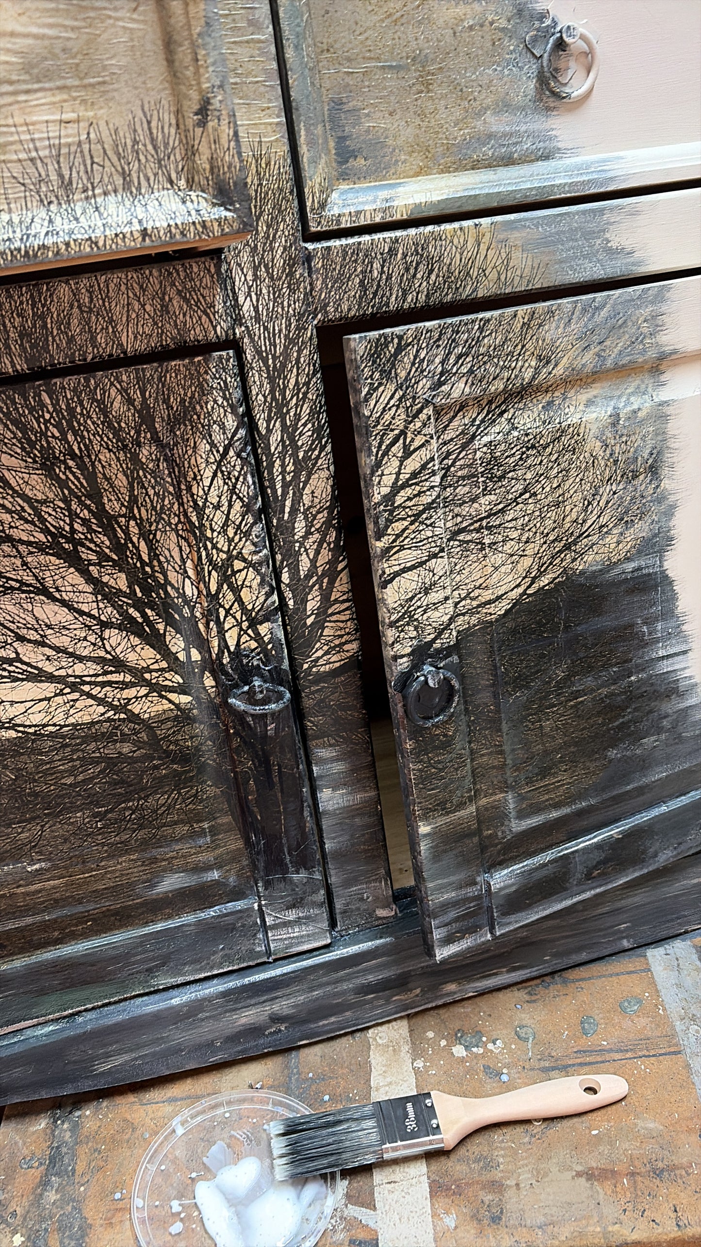 Cupboard - with decoupage tree design