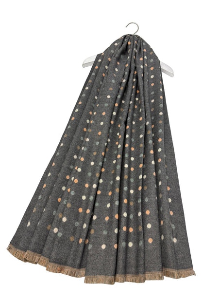 Mini Polka Dot Reversible Wool Frayed Scarf