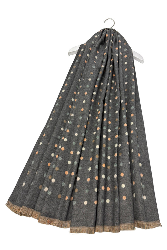 Mini Polka Dot Reversible Wool Frayed Scarf