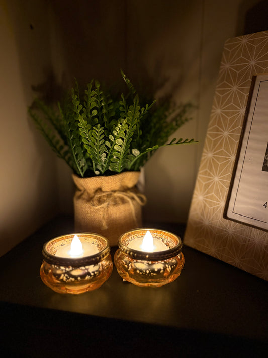 Gold tea light holder