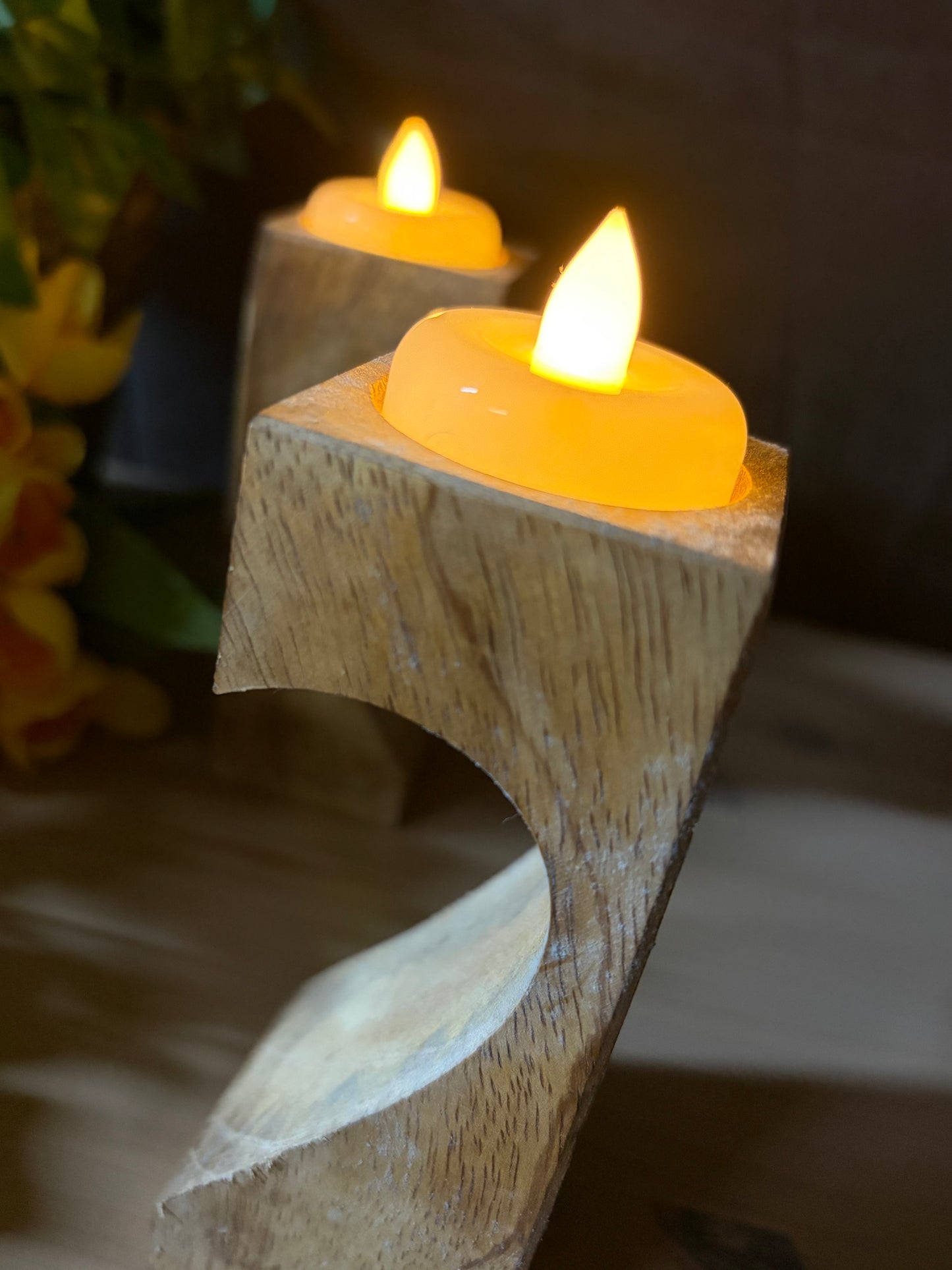 Wooden Heart tea light holder