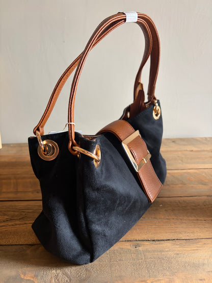 Faux Suede Buckle Handbag