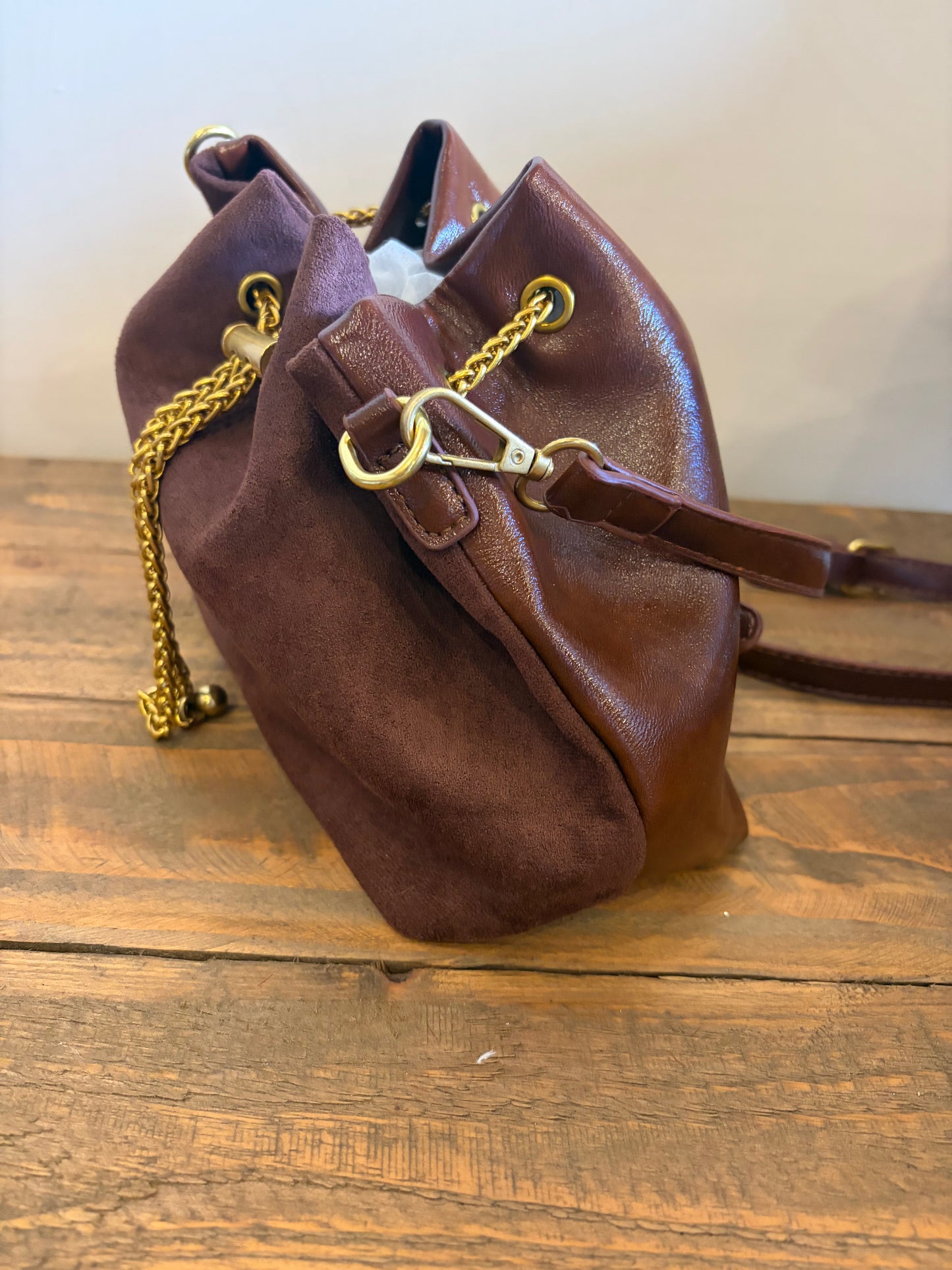 Chocolate Brown Drawstring Bag