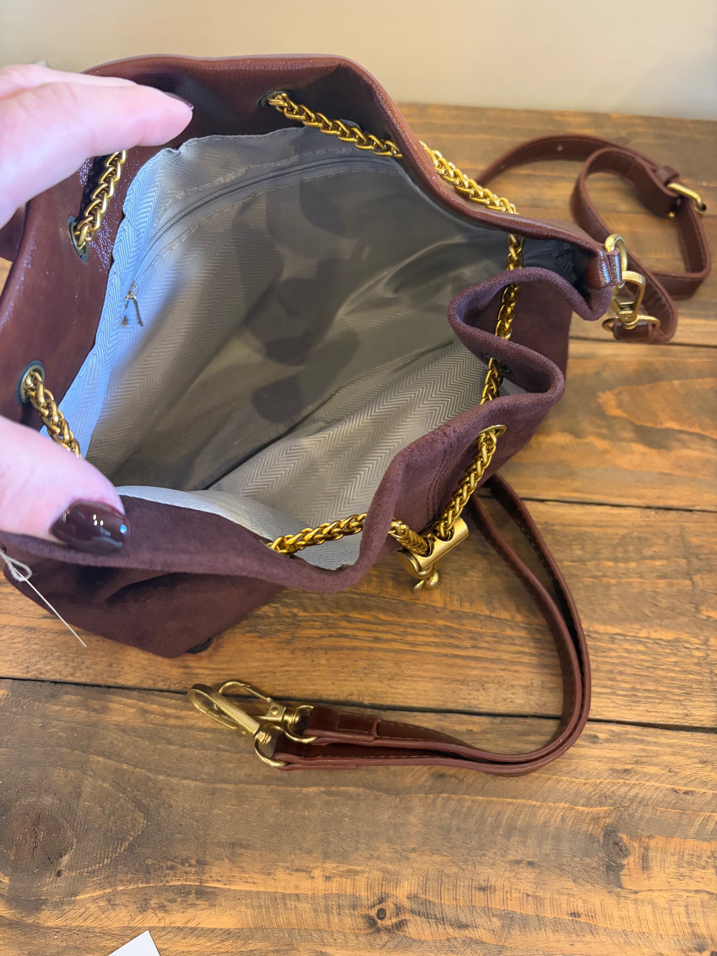 Chocolate Brown Drawstring Bag