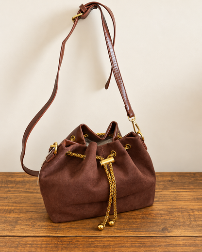 Chocolate Brown Drawstring Bag