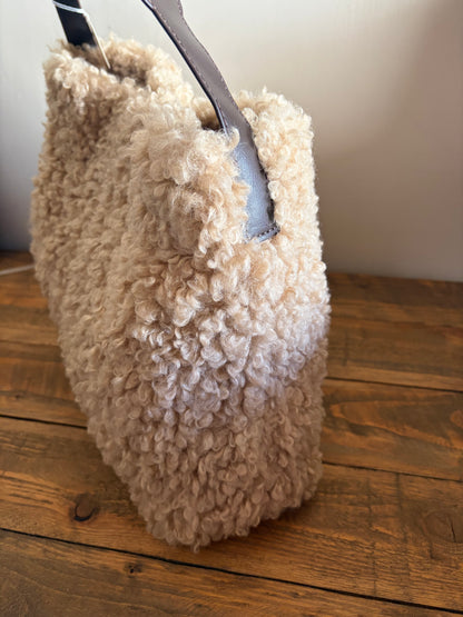 Cream Teddy Shoulder Tote Bag