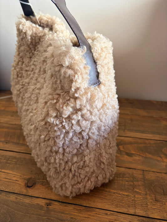 Cream Teddy Shoulder Tote Bag
