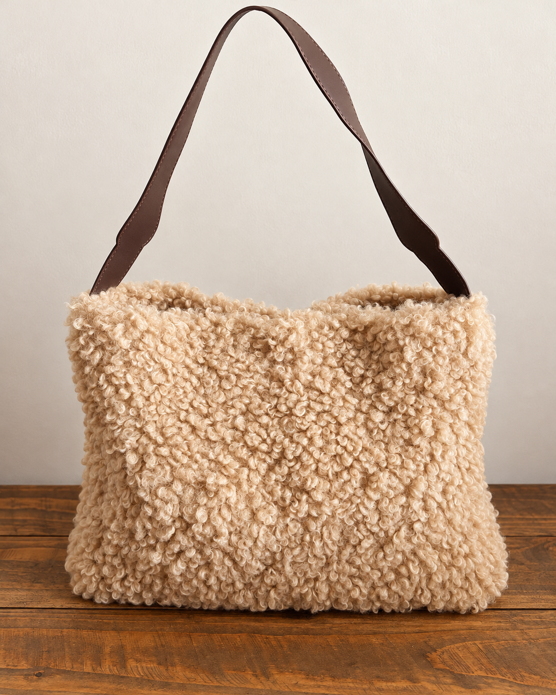 Cream Teddy Shoulder Tote Bag