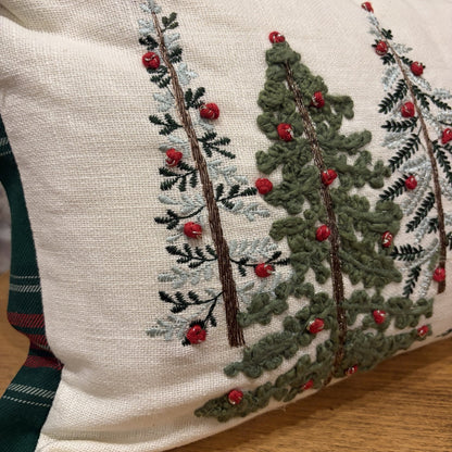 Winter Wood Embroidered Christmas Cushion – 30 x 50cm