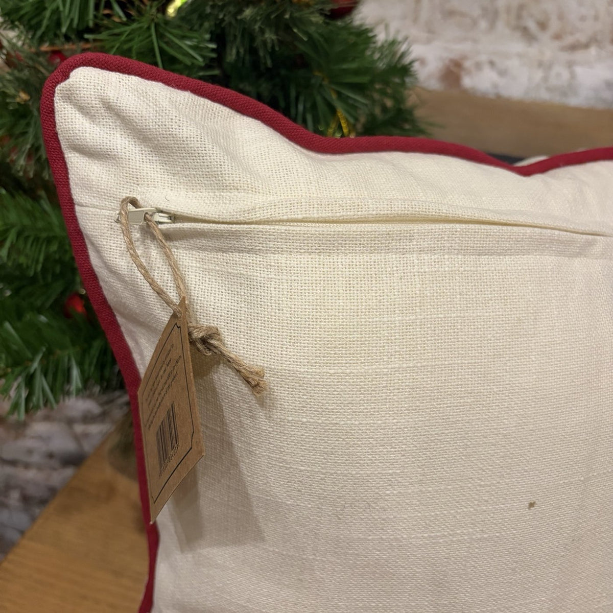 Winter Tree with Bow Embroidered Christmas Cushion – 43 x 43cm