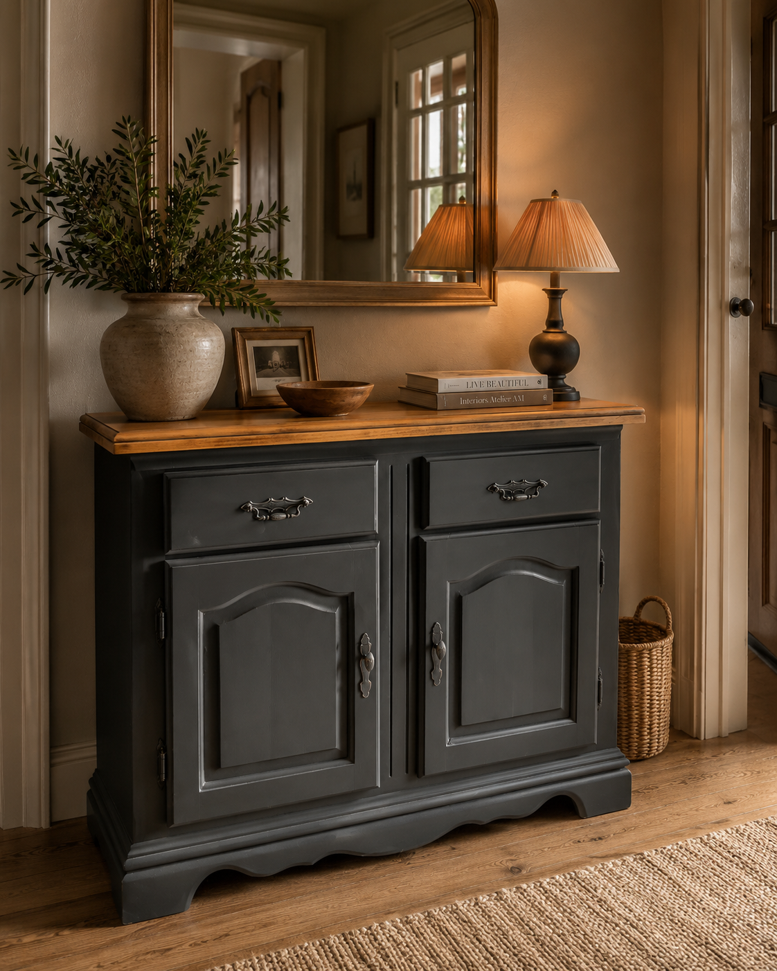Painted sideboard with oak top