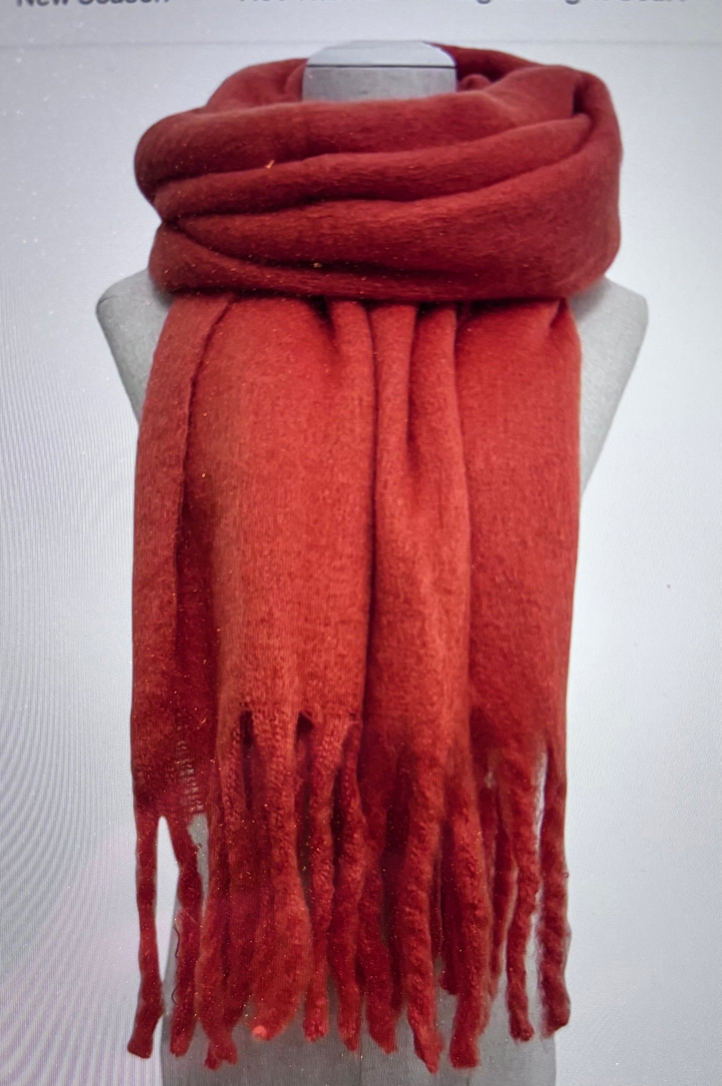 Cosy Plain Blanket Tassel Scarf - Burnt Orange